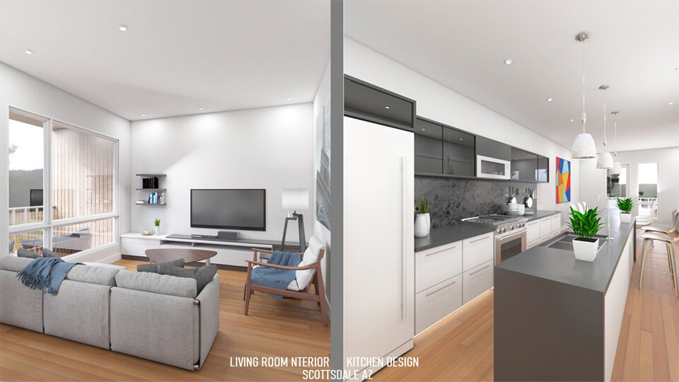 LIVING ROOM KITCHEN INTERIOR